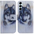 For Samsung Galaxy M14 Coloured Drawing Flip Leather Phone Case(White Wolf)