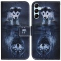 For Samsung Galaxy M14 Coloured Drawing Flip Leather Phone Case(Wolf and Dog)