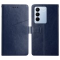 For vivo V27 HT01 Y-shaped Pattern Flip Leather Phone Case(Blue)