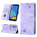 For Samsung Galaxy A7 2018 Skin-feel Embossed Leather Phone Case(Light Purple)