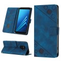 For Samsung Galaxy A8+ 2018 Skin-feel Embossed Leather Phone Case(Blue)