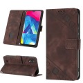 For Samsung Galaxy A10 / M10 Skin-feel Embossed Leather Phone Case(Brown)