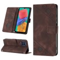 For Samsung Galaxy M33 5G Global Skin-feel Embossed Leather Phone Case(Brown)