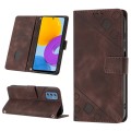 For Samsung Galaxy M52 5G Skin-feel Embossed Leather Phone Case(Brown)