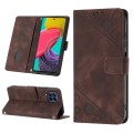 For Samsung Galaxy M53 5G Skin-feel Embossed Leather Phone Case(Brown)