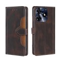 For Tecno Spark 10 Pro Skin Feel Magnetic Buckle Leather Phone Case(Brown)