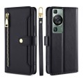 For Huawei P60 / P60 Pro Sheep Texture Cross-body Zipper Wallet Leather Phone Case(Black)