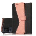 For TCL 40 SE Dual-color Stitching Leather Phone Case(Black Rose Gold)