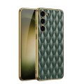 For Samsung Galaxy S23+ 5G GKK Rhombus Pattern Electroplating Plain PU Phone Case(Green)