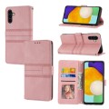 For Samsung Galaxy A14 5G Embossed Stripes Skin Feel Leather Phone Case(Pink)