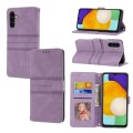 For Samsung Galaxy A14 5G Embossed Stripes Skin Feel Leather Phone Case(Light Purple)