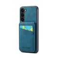 For Samsung Galaxy S23+ 5G Fierre Shann Crazy Horse Card Holder Back Cover PU Phone Case(Blue)