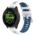 For Garmin Forerunner 265S 18mm Sports Two-Color Steel Buckle Silicone Watch Band(White+Blue)