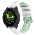 For Garmin Forerunner 265S 18mm Sports Two-Color Steel Buckle Silicone Watch Band(White+Teal)