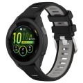 For Garmin Forerunner 265S 18mm Sports Two-Color Steel Buckle Silicone Watch Band(Black+Grey)