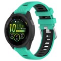 For Garmin Forerunner 265S 18mm Sports Two-Color Steel Buckle Silicone Watch Band(Lake Blue+Black)