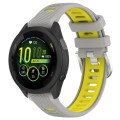 For Garmin Forerunner 265S 18mm Sports Two-Color Steel Buckle Silicone Watch Band(Grey+Yellow)