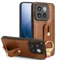 For Xiaomi 14 Wristband Leather Back Phone Case(Brown)