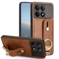 For Xiaomi Redmi K70/K70 Pro Wristband Leather Back Phone Case(Brown)