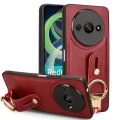 For Xiaomi Redmi A3 Wristband Leather Back Phone Case(Red)