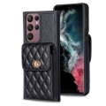 For Samsung Galaxy S22 Ultra 5G Vertical Wallet Rhombic Leather Phone Case(Black)