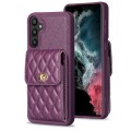 For Samsung Galaxy A34 5G Vertical Wallet Rhombic Leather Phone Case(Dark Purple)