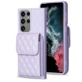 For Samsung Galaxy S23 Ultra 5G Vertical Wallet Rhombic Leather Phone Case(Purple)