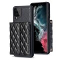 For Samsung Galaxy A12 Horizontal Wallet Rhombic Leather Phone Case(Black)