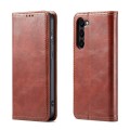 For Samsung Galaxy S23 5G FIERRE SHANN Vintage Bark Texture Wallet Leather Phone Case(Brown)