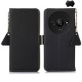 For Xiaomi Redmi A3 Side-Magnetic TJ Genuine Leather RFID Phone Case(Black)