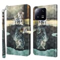 For Xiaomi 13T Pro 3D Painting Pattern Leather Phone Case(Cat Tiger)