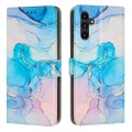 For Samsung Galaxy A24 4G Painted Marble Pattern Leather Phone Case(Pink Green)