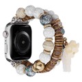 Beads Elephant Pendant Watch Band For Apple Watch 7 41mm(White)