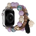 Beads Elephant Pendant Watch Band For Apple Watch 3 38mm(Purple)