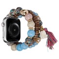 Beads Elephant Pendant Watch Band For Apple Watch 9 41mm(Blue)