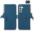 For Samsung Galaxy M34 5G Genuine Leather Magnetic RFID Leather Phone Case(Blue)