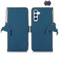 For Samsung Galaxy A05s Genuine Leather Magnetic RFID Leather Phone Case(Blue)