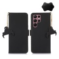 For Samsung Galaxy S24 Ultra 5G Genuine Leather Magnetic RFID Leather Phone Case(Black)