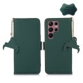 For Samsung Galaxy S24 Ultra 5G Genuine Leather Magnetic RFID Leather Phone Case(Green)