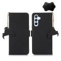For Samsung Galaxy S24 5G Genuine Leather Magnetic RFID Leather Phone Case(Black)