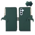For Samsung Galaxy S24 5G Genuine Leather Magnetic RFID Leather Phone Case(Green)