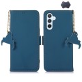 For Samsung Galaxy A35 5G Genuine Leather Magnetic RFID Leather Phone Case(Blue)