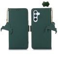 For Samsung Galaxy A35 5G Genuine Leather Magnetic RFID Leather Phone Case(Green)