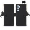 For Samsung Galaxy A55 5G Genuine Leather Magnetic RFID Leather Phone Case(Black)