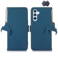 For Samsung Galaxy A55 5G Genuine Leather Magnetic RFID Leather Phone Case(Blue)