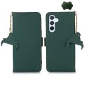 For Samsung Galaxy A55 5G Genuine Leather Magnetic RFID Leather Phone Case(Green)