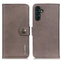 For Samsung Galaxy A55 5G KHAZNEH Cowhide Texture Horizontal Flip Leather Phone Case(Khaki)