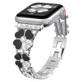 For Apple Watch 8 45mm Petal Metal Diamond Watch Band(Sliver+Black)