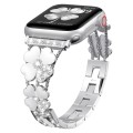 For Apple Watch 7 45mm Petal Metal Diamond Watch Band(Sliver+White)