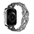 4-Petal Diamond Metal Watch Band For Apple Watch Ultra 49mm(Black)